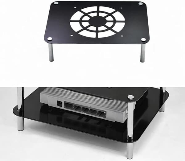 Router Kølebase Router Kølestativ Multifunktionel Varmeafledningsholder Netværksmontering til Kontorstudier Stabil, Sort black