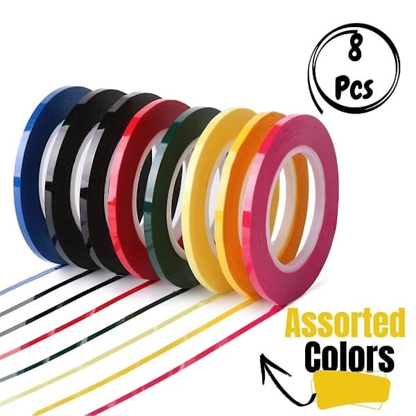 Whiteboardtape, 8-pak, Assorterede farver, Tynd tape til whiteboards, Whiteboardtilbehør