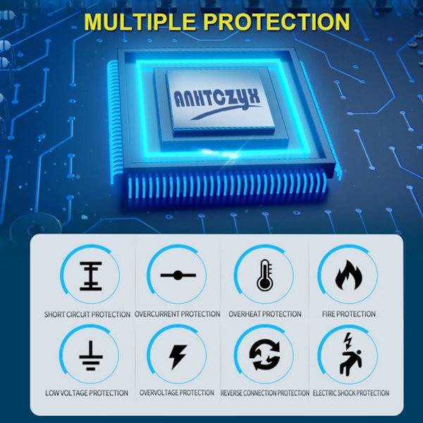 12V/24V 8Amp Bilbatterilader, Automatisk Smart Batterilader