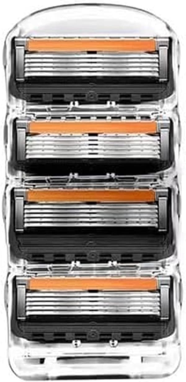 Manuella ersättningsblad, 4 blad, 5-lagersblad, elastisk kula, trimmer, lämplig för Gillette rakhyvlar