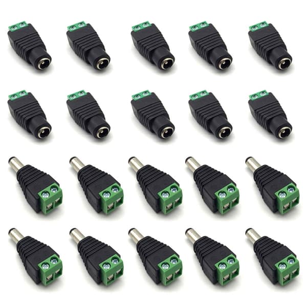 20 stk. DC Strøm Han/Hun Stik 2.1 x 5.5mm 12V Stik Jack Socket Adaptere, til DVR Kamera Socket LED Lys Sikkerhedssystem