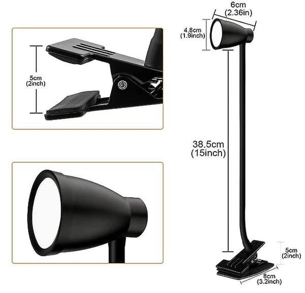 Dimbar LED leselampe / klemmelampe 3000-6500K