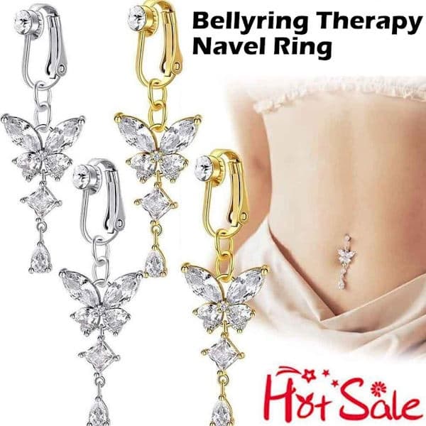 Piercingfri sommerfugl navlepiercing falsk navlepiercing ring ingen piercing sexy na Silver One-size