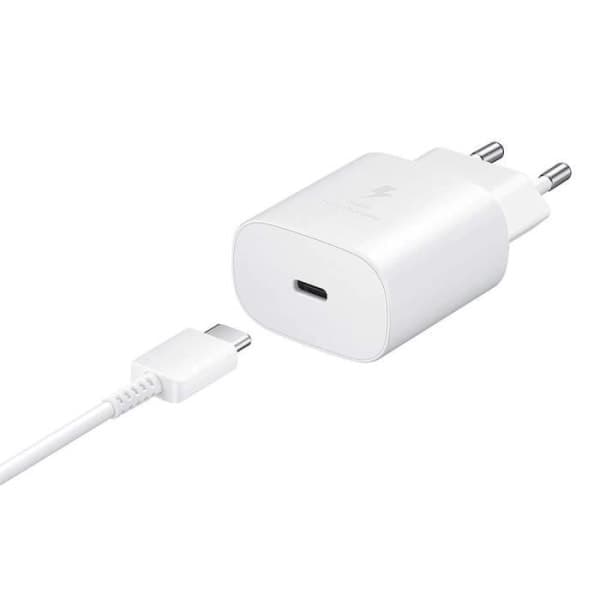 25W Hvid Type-C Oplader + Type-C Kabel til Samsung Galaxy A25 A15 A05 A05s A35 A55