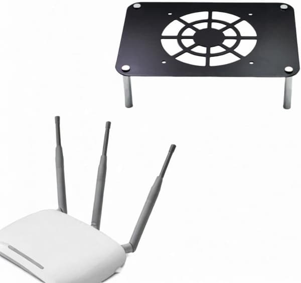Router Kølebase Router Kølestativ Multifunktionel Varmeafledningsholder Netværksmontering til Kontorstudier Stabil, Sort black