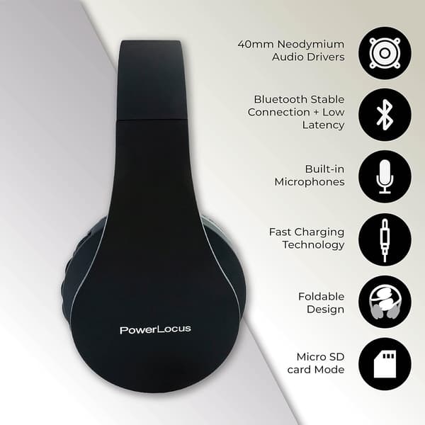 Trådlösa Bluetooth Hörlurar, Bluetooth Pannband Hörlurar, Bluetooth Headset med Mikrofon, Vikbara Hörlurar för iPhone/Android/PC/Resor