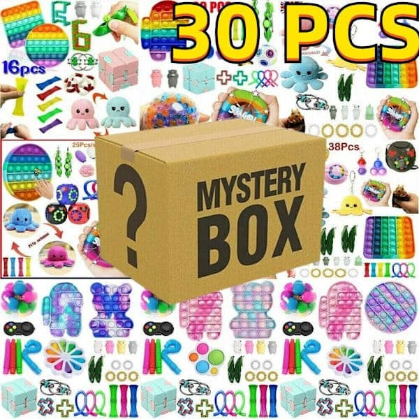 Fidgetleksaker, stressbollar, gropar, bönor och andra flerfärgade blindbox-set (Blindbox 30 st)
