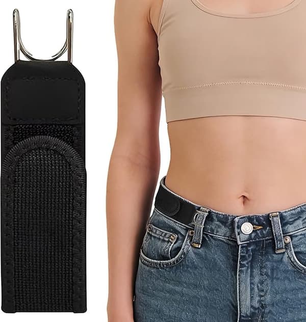 4-pack osynligt elastiskt bälte med metallkrokar, bälte utan spänne, unisex stretchbälte utan spänne för män och kvinnor, för