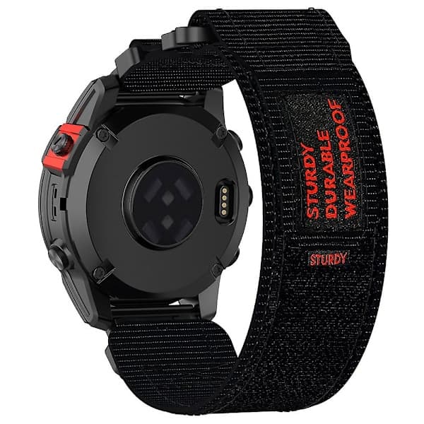 Nylonranneke tarranauhalla Garmin Fenix 7X/7X Pro/Instinct 2X/QuickFit 26mm - Harmaa Harmaa Garmin Fenix 7X