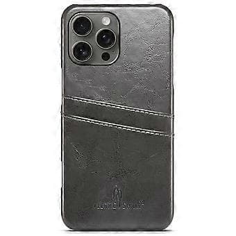 FIERRE SHANN Cover til iPhone 16 Pro Max Vokset PU Læder+PC Kortholder Telefoncover (Stil A)