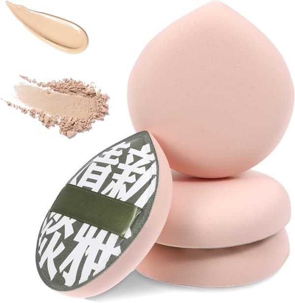 4 stk. koreansk makeupsvamp til foundation, concealer og pudder, dråbeformet ansigtspudder, makeuppude, foundationsvamp