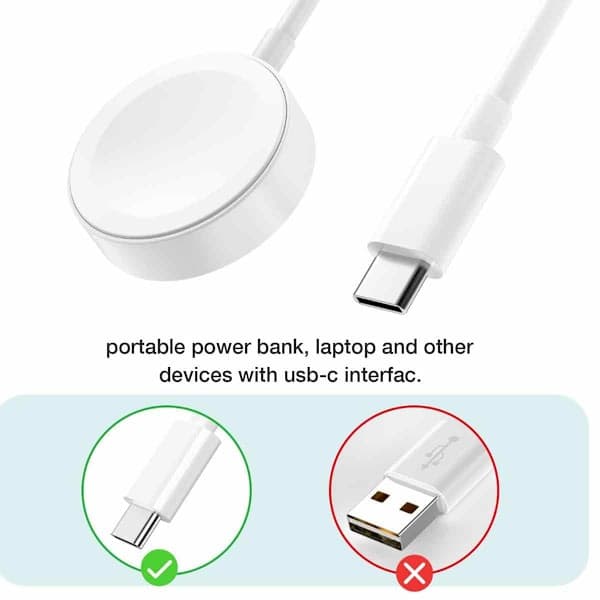 FOR Apple Watch USB-C hurtigladende smartklokkelader 2,5W 1m