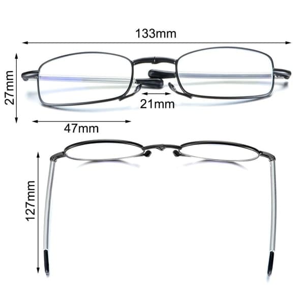 Sammenfoldelige læsebriller, forstørrelsesglas til presbyopi 3.5X, kompakt bærbart design, sort stel sort Strength 3.5x-Strength 3.5x Black
