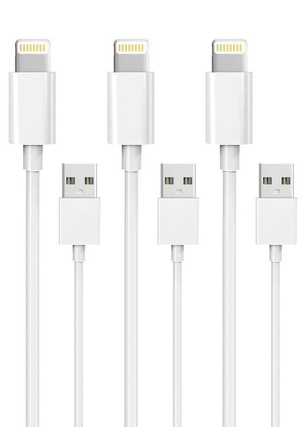3-pak Lightning oplader iPhone 13/12/11/ Xs/Max/X/8/7/6/5/SE white Vit