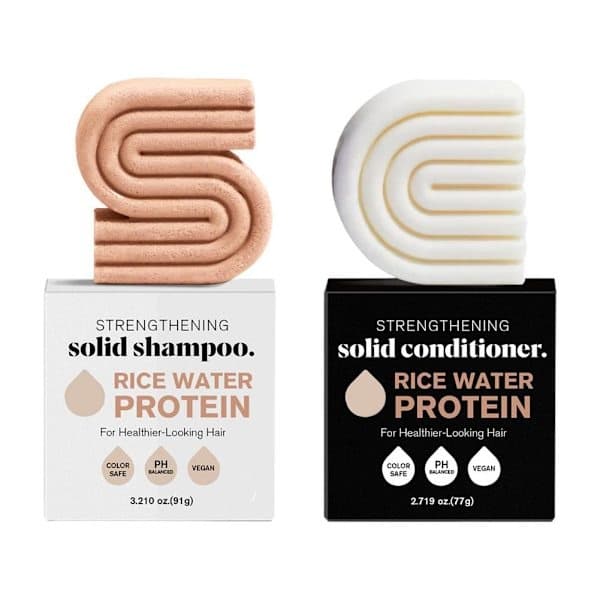 Styrkende sjampo og balsam med risvannprotein, 2 stk i 2pcs 1set