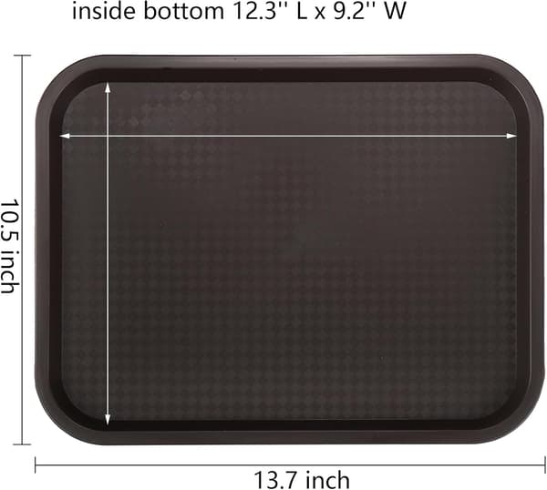 12-pack plastbrickor för snabbmat, 35x26,6 cm rektangulära kafeteriabrickor restaurangserveringsbricka för soffbord, kök, fest, brun brown