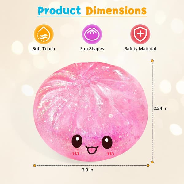 Sugar Glitter Dumpling Squishy Mystery Box, Viral Bao Bun Klämleksak, Stresslindrande Present (Rosa) pink