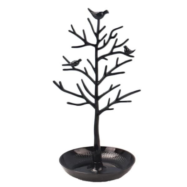 Vintage smykketræ med 3 fugle (sort) black
