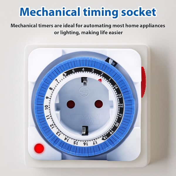 Elektrisk Stikkontakt Timer, Elektrisk Stikkontakt Timer 24 Timer 96 Brytersegmenter Programmerbar Timerbryter med Indikatorlys 16A AC 230V