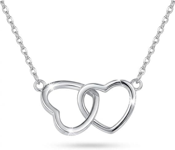 Interlock Hjerte Sølv Vedhæng Halskæde Fin Uendelighed Evighed Kærlighed Choker Halskæder Sød Initial Hjerte Justerbar Kæde Halskæde Kravebenskæde silver