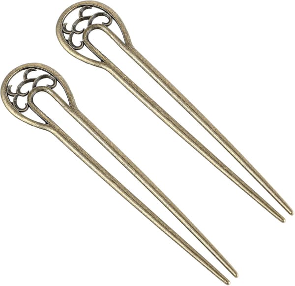 2 st Metall U-formade Hårstift Stora Franska Hårstift Vintage Hårstickor Hårförk Håraccessoarer för Kvinnor Flickor