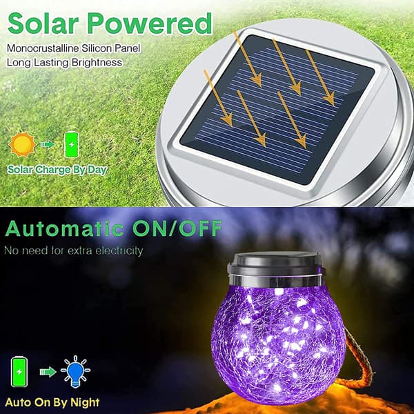 Solcellelamper, 1 pakke dekorative hængende solcellelamper til udendørs brug med 30 LED vandtætte solcellelamper solcellehavelamper ((Lilla))