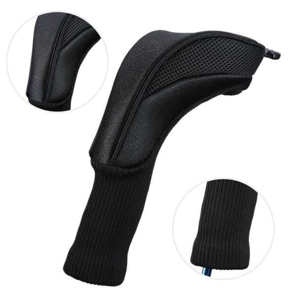 3X Golfkøllehodebeskyttersett Langhals Driver Fairway Woods Hodebeskytter Svart