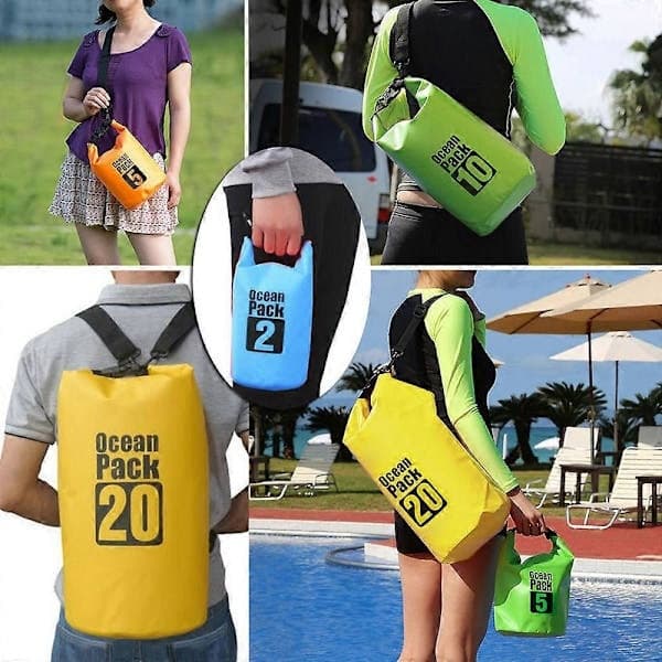Vandtæt tørpose 2L-30L flydende kano kajak camping havpakke rygsæk sort 20l sort black 20l
