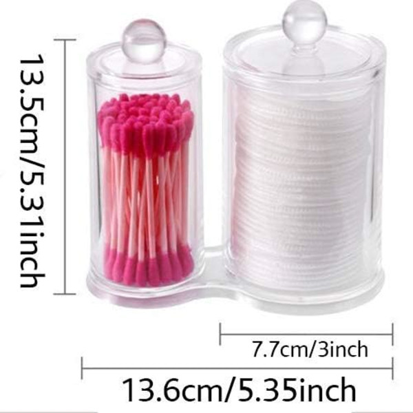 Cotton Box 2 Runde Bokser Transparent Akryl Sminkeoppbevaring for Bomullspinner og Bomullsputer