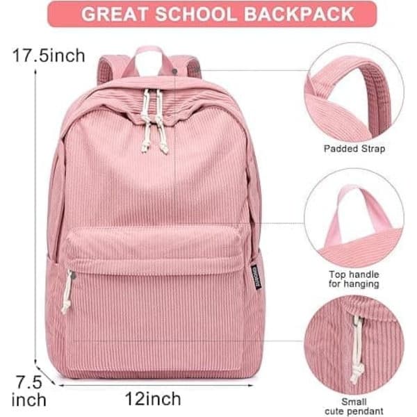 Letvægts skoletaske til studerende – Unisex rygsæk med behageligt design til daglig brug og studier Pink gray