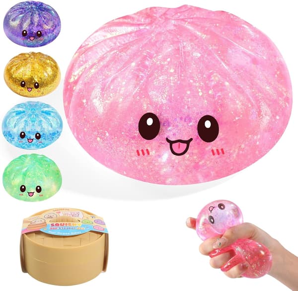 Sugar Glitter Dumpling Squishy Mystery Box, Viral Bao Bun Klämleksak, Stresslindrande Present (Rosa) pink