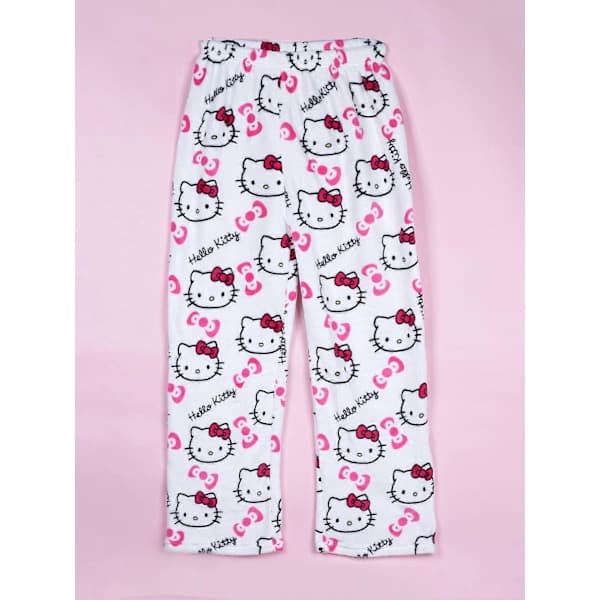 Hello Kitty Kat Flannel Bløde og Varme Lange Pyjamasbukser til Efterår og Vinter - Unisex Skull Hello Kitty L Skull Hello Kitty L Skull Hello Kitty