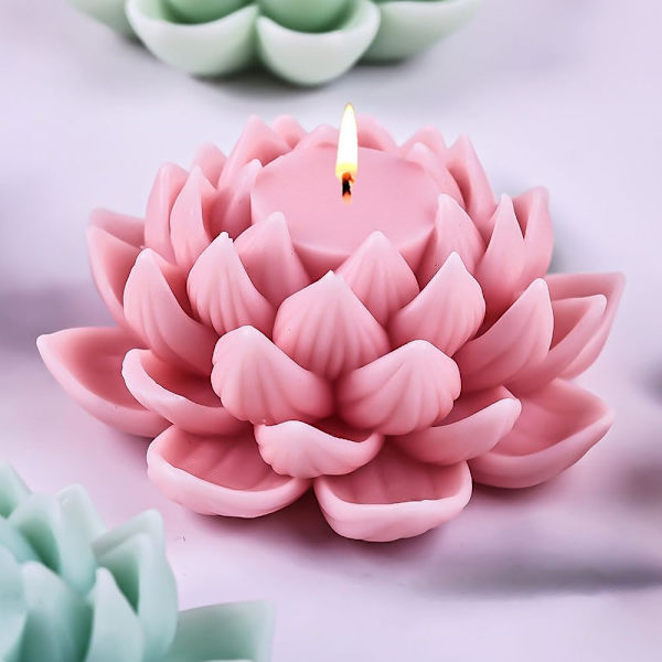 3D Lotus Lysforme til fremstilling af stearinlys Blomster Silikoneform til duftlys Sæbefremstilling DIY Gips Aromaterapi Lys Blomsterforme