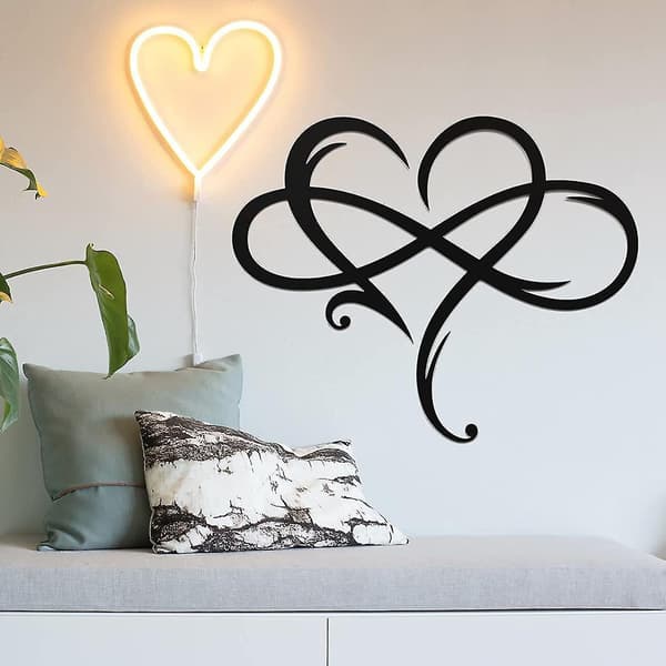 Hjärtväggdekor Metallväggkonst Järnkonstdekor Gåva Evig Kärlek Väggskulptur För Hem Sovrum 40*35CM