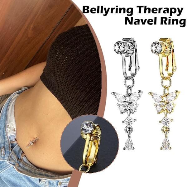 Piercingfri sommerfugl navlepiercing falsk navlepiercing ring ingen piercing sexy na Silver One-size