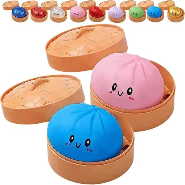 Glitterkugle, Glitterkugle Squishy med æske, Kugle Sensorisk Klemmelegetøj til Stresslindring Blue+Pink