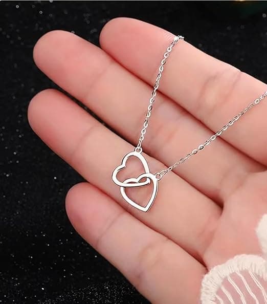 Interlock Hjerte Sølv Vedhæng Halskæde Fin Uendelighed Evighed Kærlighed Choker Halskæder Sød Initial Hjerte Justerbar Kæde Halskæde Kravebenskæde silver