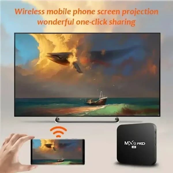 MXQ Pro 5G 4K Android TV 14.0 Box, RAM 1GB ROM 8GB Android Smart Box Dubbel 2.4G/5G Band WiFi Quad Core Home Media Player