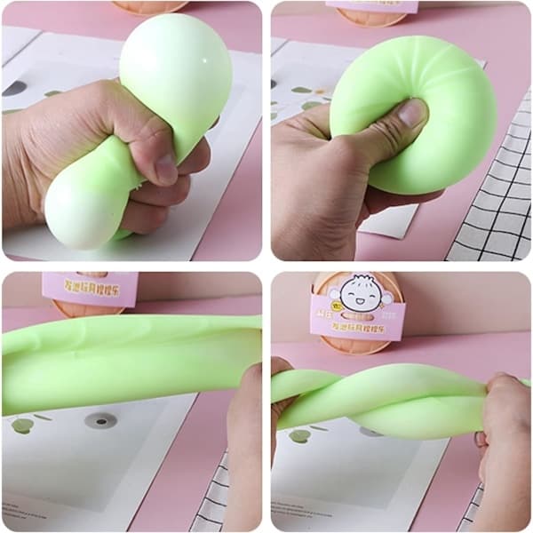 Färgglada Dumpling Stressbollar 4-pack, Mjuk Deg Kläm Fidget Leksak, Ångestlindrande Sensorisk Handleksak