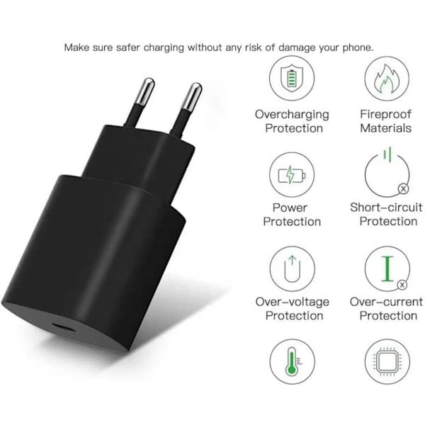 3-pak - iPhone oplader - Hurtig oplader - Adapter + 2m kabel 20W Lightning Hvid 3-pak iPhone (NT) 3-pak Lightning 3-Pack