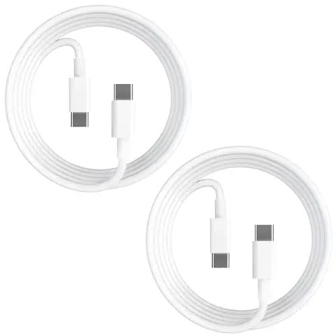 2-pak 2m hurtigopladningskabel USB-C til USB-C kabel hvid white Vit