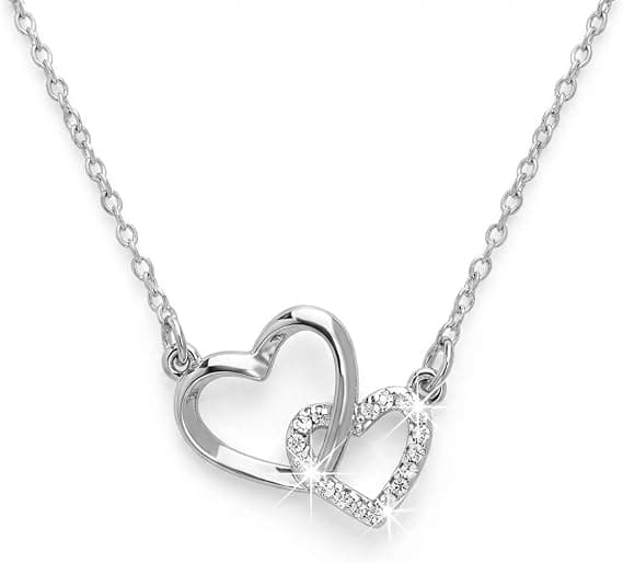 Interlock Hjerte Sølv Vedhæng Halskæde Fin Uendelighed Evighed Kærlighed Choker Halskæder Sød Initial Hjerte Justerbar Kæde Halskæde Kravebenskæde Silver A