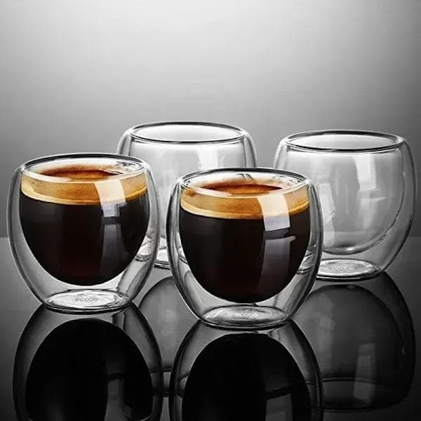 4 stk. Dobbeltvæggede Shotglas Dobbeltvægget Espressokop 80 ml