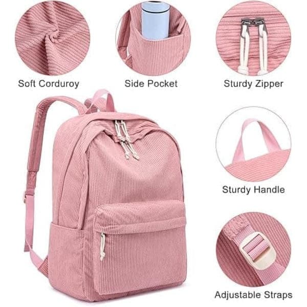 Letvægts skoletaske til studerende – Unisex rygsæk med behageligt design til daglig brug og studier Pink gray