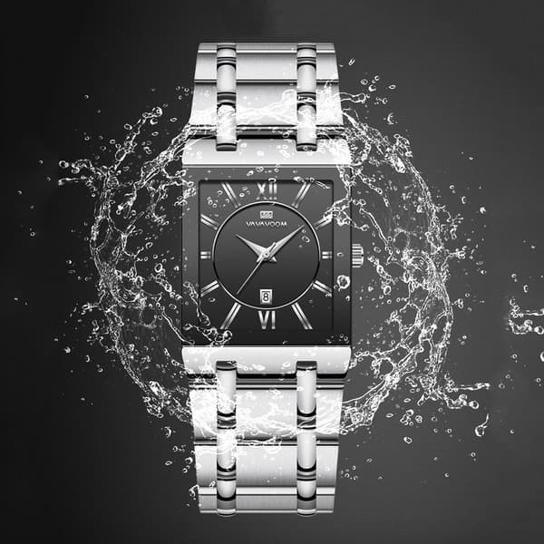 Herreure Firkantede Armbåndsure Rustfrit Stål Guldur Diamant Armbåndsure Dekorative Ure