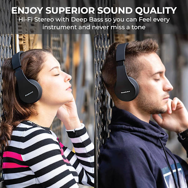 Trådløse Bluetooth-hodetelefoner, Bluetooth-hodebøylehodetelefoner, Bluetooth-headset med mikrofon, sammenleggbare hodetelefoner for iPhone/Android/PC/Reise