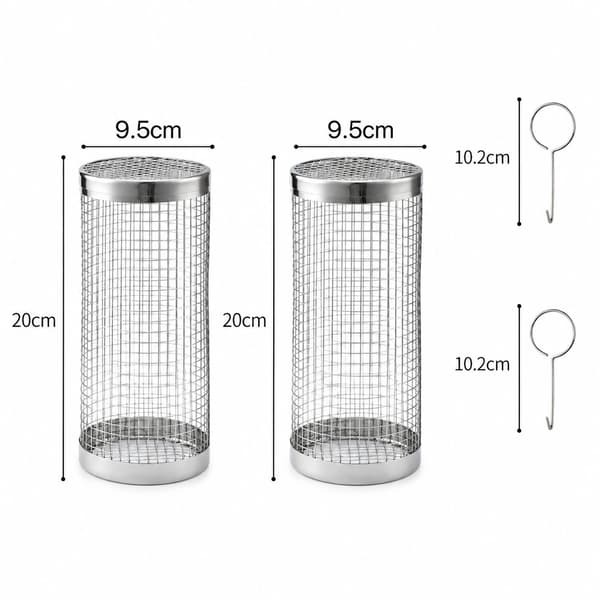 Rullende grillkurver - Beste grillkurv noensinne, rund grillrist i rustfritt stål 2 STK small 2PCS