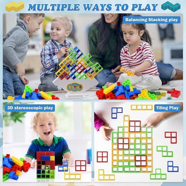 64 st Tetra Tower Balansstaplingsblocksspel, Brädspel för 2 spelare + Familjespel