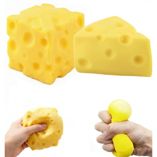 2-pak blød gul ost Squishy - 5/7 cm langsomt stigende stresslegetøj, sensorisk klemmebold og dekompressionslegetøj til børn og voksne