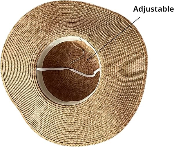 Dame stråhat Sommer strand solhat Floppy & foldbar med stor bred skygge & sløjfe Brown